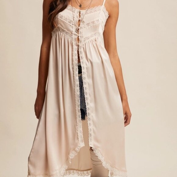 Lace Trim Maxi Cami Top S-L CHAMPGANE - Picture 2 of 3